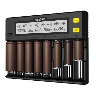 Miboxer C8 8 slots Max. 8*1A Functional Smart Battery Charger for AA AAA AAAA Li-ion Ni-MH Ni-CD Rechargeable Cell