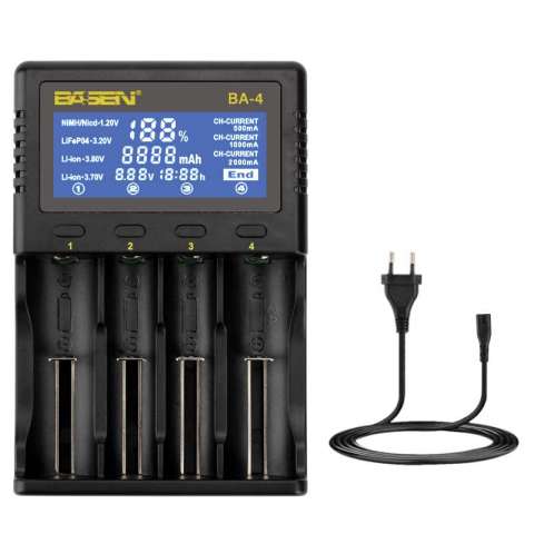 Wholesale Authentic li-ion battery Basen charger BA4 Basen 4 slot lcd charger BA4 charger with car charger & US/EU/UK plug